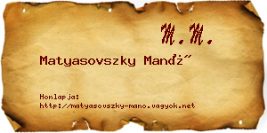Matyasovszky Manó névjegykártya